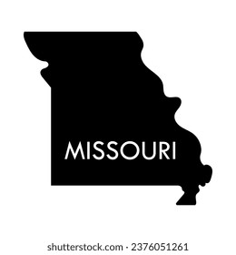 Missouri, un elemento negro del estado de EE.UU. aislado de fondo blanco. Estados Unidos de América. Mapa con las fronteras de los condados.