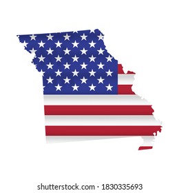 Missouri US state flag map isolated on white. Vector illustration.