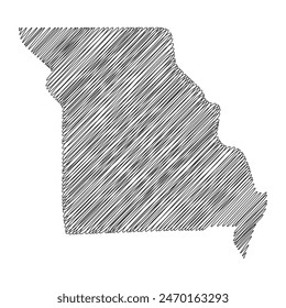 Missouri US state thread map line vector illustration