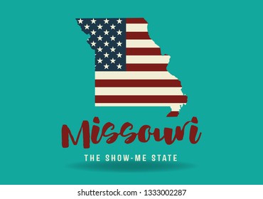 Missouri USA map logo design concept, with nickname The show me state, Vector EPS 10.