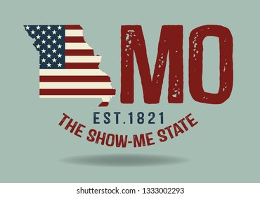 Missouri USA map logo design concept, with nickname The show me state, Vector EPS 10.