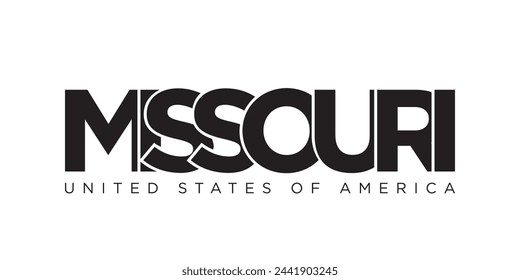 Missouri, Estados Unidos diseño de eslogan tipográfico. Logotipo de América con letras gráficas de ciudad para impresión y web.