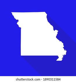 Missouri vector map flat simple style long shadow blue background.