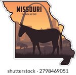 Missouri vector map with Missouri Mule near Gateway Arch National park