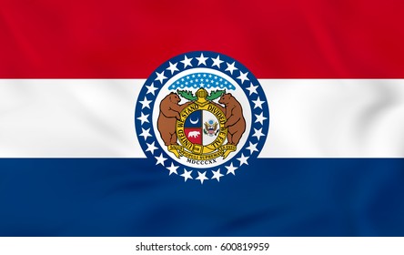 Missouri waving flag. Missouri state flag background texture.Vector illustration.
