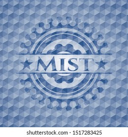 Mist blue polygonal badge. Vector Illustration. Detailed.