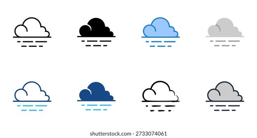Mist icons set multiple style collection. Editable stroke 
