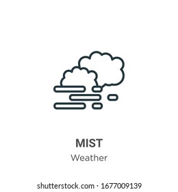 Mist outline vector icon. Thin line black mist icon, flat vector simple element illustration from editable weather concept isolated stroke on white background