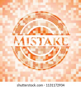 Mistake abstract orange mosaic emblem with background