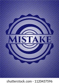 Mistake badge with jean texture