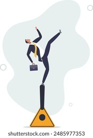 Mistake caution, business risk or problem warning, failure prevention or avoid danger concept.flat design.illustration with people.