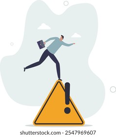 Confunda la precaución, el riesgo del negocio o la advertencia del problema, la prevención del fracaso o evite el concepto del peligro.