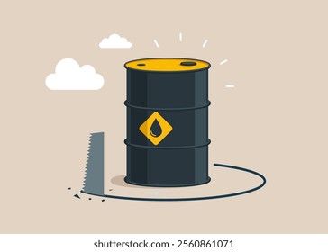 Mistake cost and  steal barrel oil. Crisis сrude oil. Flat vector illustration.