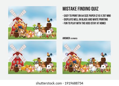 Mistake finding quiz - A game to find the differences between 2 pictures