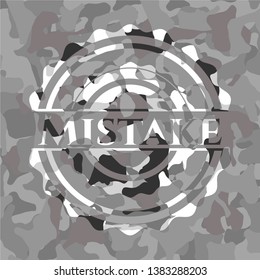 Mistake grey camo emblem. Vector Illustration.
