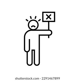 Mistake icon, pictogram. Acknowledgement of own fault. Guilty feeling. Editable vector illustration isolated on a transparent background. 