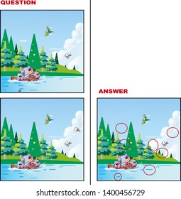 Mistake picture search quiz "bear goes out by canoe"