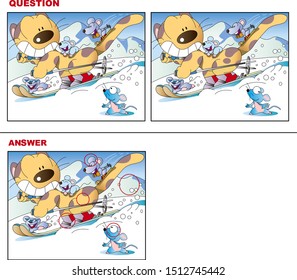 Mistake quiz, cat and mouse skiing