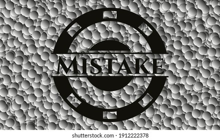 Mistake retro style black emblem with grey bubbles background. Vector Illustration. Detailed. 