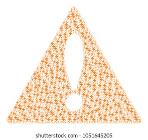 Mistake Triangle Sign concept combined of lightning pictograms. Vector lightning design elements are united into geometric fail symbol composition.