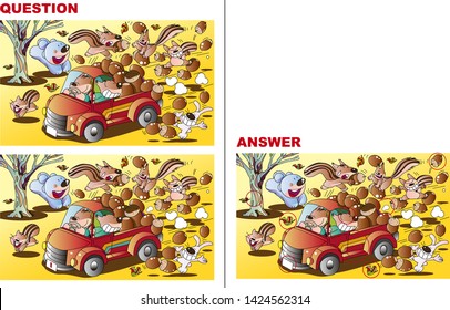 Mistaken Quiz, Squirrel Carrying Acorn