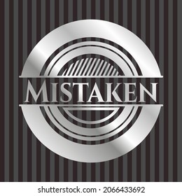 Mistaken silver emblem. Vector Illustration. Mosaic. 