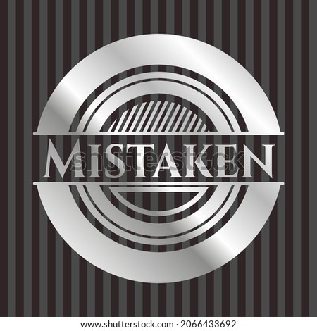 Mistaken silver emblem. Vector Illustration. Mosaic. 