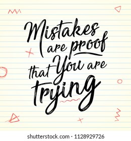 mistakes are proof that you are trying quote vector poster template