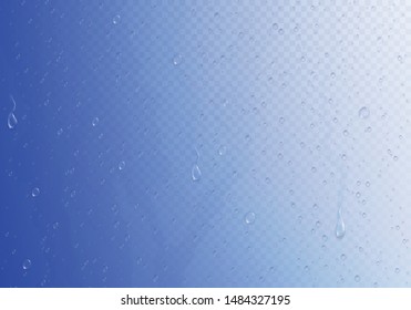 Misted glass background transparent composition with lots of small water drops on steamy glossy gradient surface vector illustration