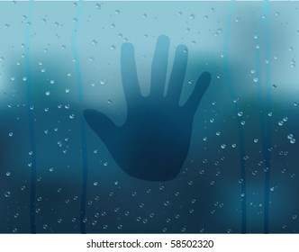 The misted over glass background with palmatogram