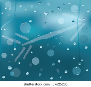 The misted over window with water drops on which the Arrow is drawn