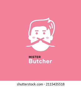 Mister Butcher logo emblem for design. Vector illustration.