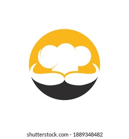 Mister Chef vector logo design template. Chef cap and mustache icon design.	