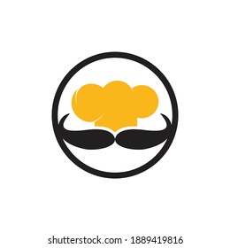 Mister Chef vector logo design template. Chef cap and mustache icon design.	