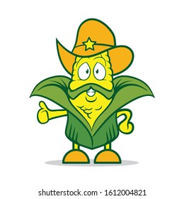 Mister Corn boy farm mascot logo vector illustration
