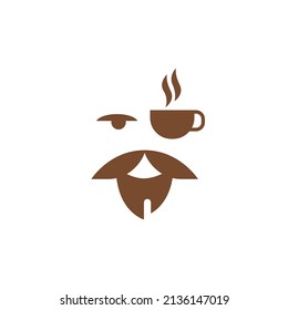 Mister cup coffee logo Identity. Simple man mascot logo coffee for Brand Identity	