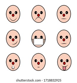 Mister egg head showing emotion. Happy easter greetings. Cute vector cartoon.