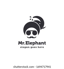 Mister Elephant logo icon vector template on white background