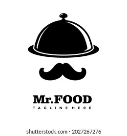 Mister Food Logo Mustache and Cloche Symbol