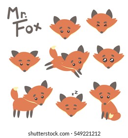 Mister Fox Funny Cartoon Character Vector Illustration