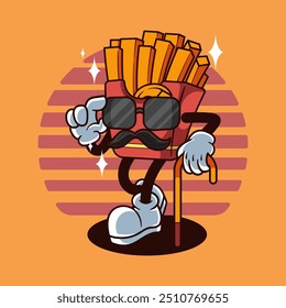 Mister Fries Character Illustration Vintage e estilo retro