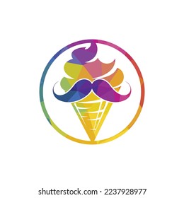Mister ice cream vector logo design. Ice cream with mustache icon logo design.