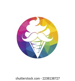 Mister ice cream vector logo design. Ice cream with mustache icon logo design.