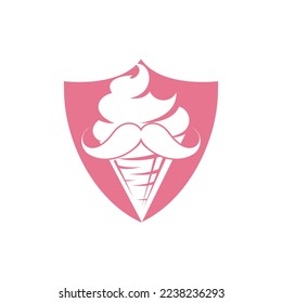 Mister ice cream vector logo design. Ice cream with mustache icon logo design.