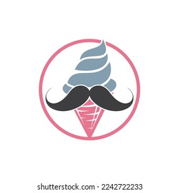 Mister ice cream vector logo design. Ice cream with mustache icon logo design.