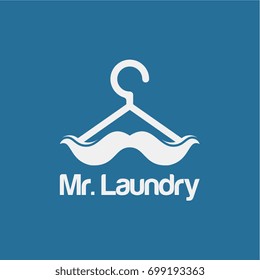 Mister Laundry logo template, Men Laundry logo designs vector illustration