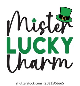 Mister Lucky Charm - Happy St. Patrick typography T-shirt vector, Saint Patrick's Day gnome Illustration Design, lucky shamrock Clipart