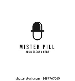 Mister pill Logo Vector icon illustration