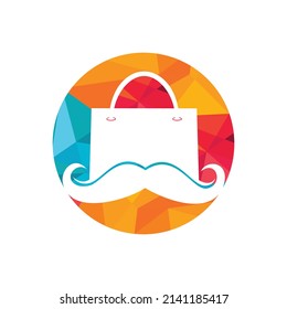 Mister shopping vector logo design. Shopping bag with mustache icon design.	
