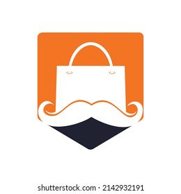 Mister shopping vector logo design. Shopping bag with mustache icon design.	